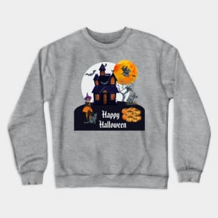 Spooky Halloween haunted house Crewneck Sweatshirt